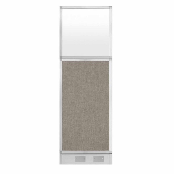 Hush Panel Cubicle Partition 2' x 6' W/ Window Warm Pebble Fabric Frosted Window W/ Cable Channel
